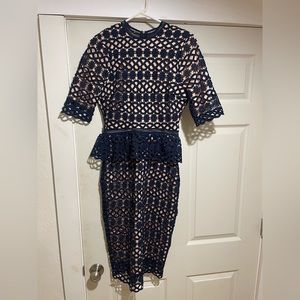 Neesee’s Navy Overlay Formal Dress